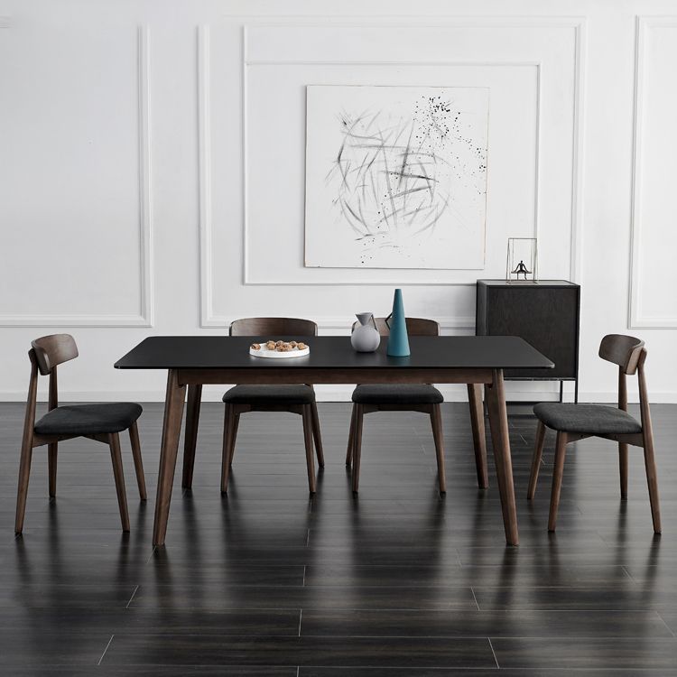 Solid Wood Dining Chair Modern Style Open Back Armless Chair for Dining Room