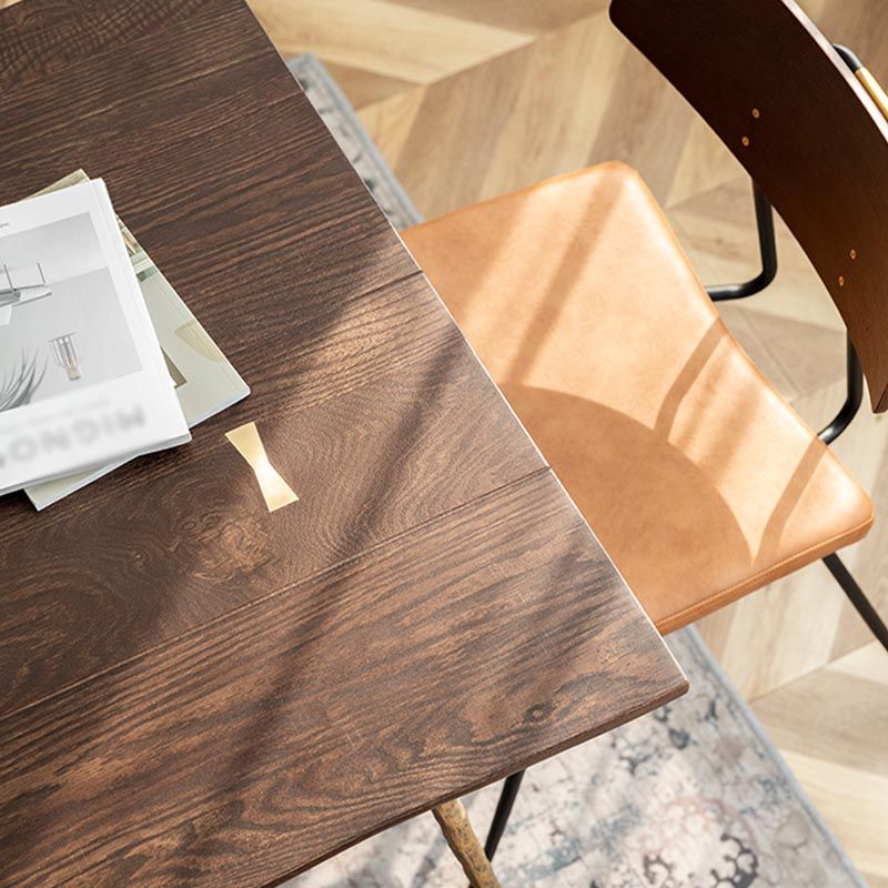 Oak Wood and Iron Dinette Table Traditional Luxury 4 Legs Dining Table