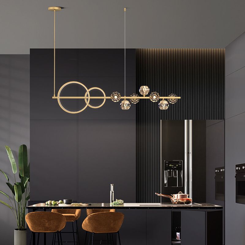 Ball Shape Crystal Island Pendants Modern Style Multi Lights Island Pendant Lights