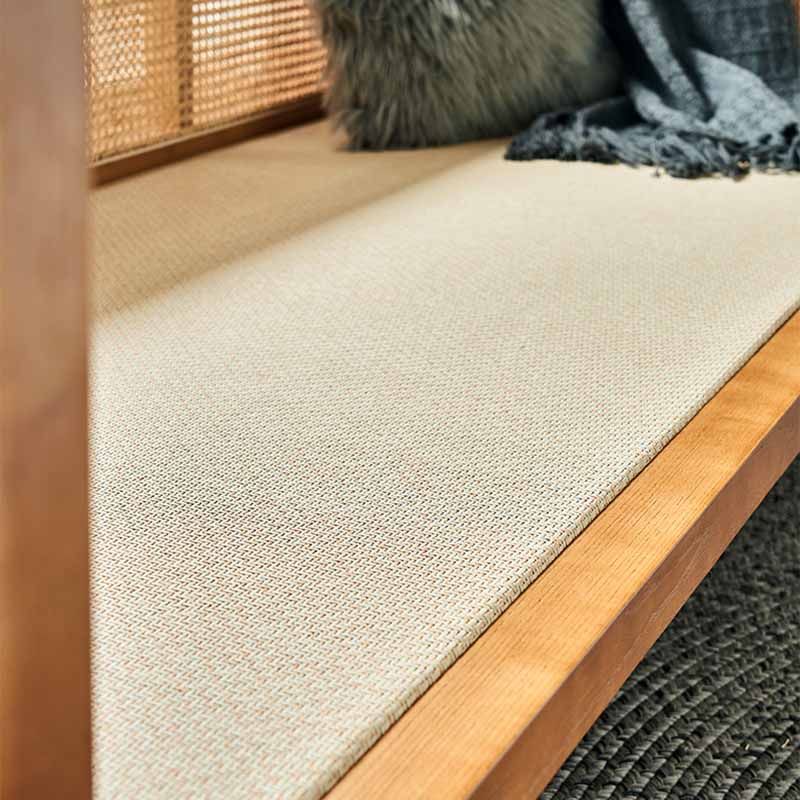 25.59" High Linen Sofa White Tuxedo Arm Sofa with Loose Back