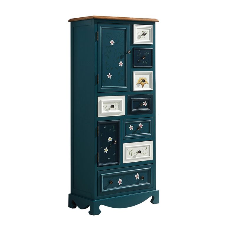 Industrial Accent Cabinet with 8 Drawers and 2 Doors in Solid Wood