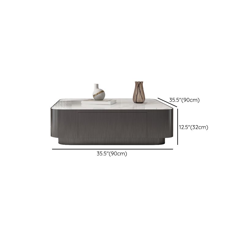 Square Slate Coffee Table Set Contemporary 2 Drawers Cocktail Table