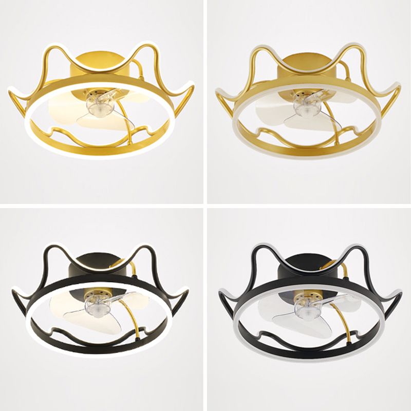 Kronenförmige Lüfterleuchte Deckenleuchte Minimalist Metall Schlafzimmer LED Semi Flush Mount