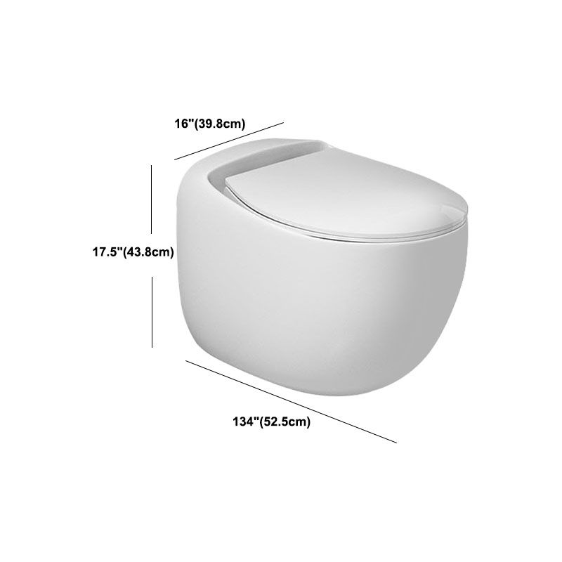 Wall-mounted Round Hanging Toilet Soft-Close Seat Toilet with Glazed Surface