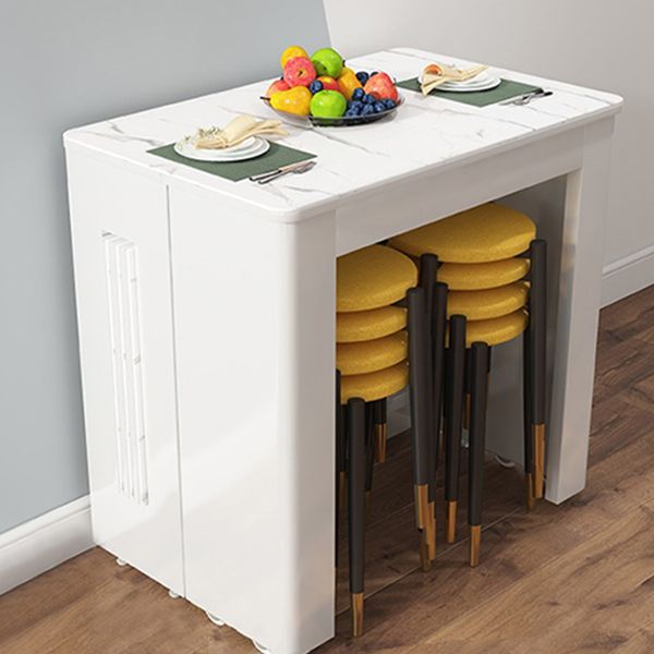 73'' Artificial Foldable Dining Table Extendable Rectangle Table with 5 Legs