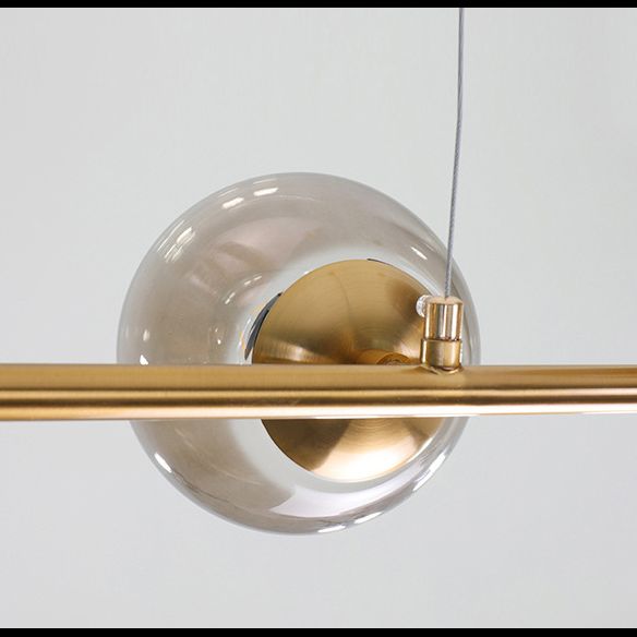 Smoke Grey Glass Orb Pendant Lighting Postmodern Island Ceiling Light for Dining Room
