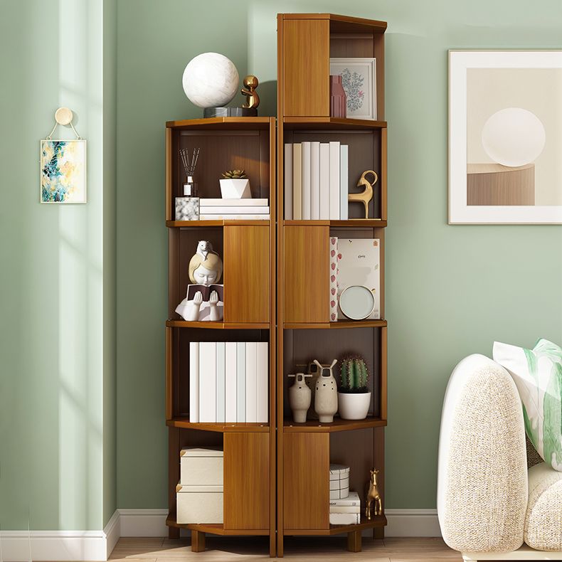 12.6"W Lacquered Accent Chest Brown Mid-Century Modern Chest with Shelves