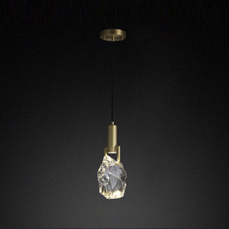 Cristaux clairs bloque les éclairages suspendus 11 "H lampe suspendue en or pour la table à manger
