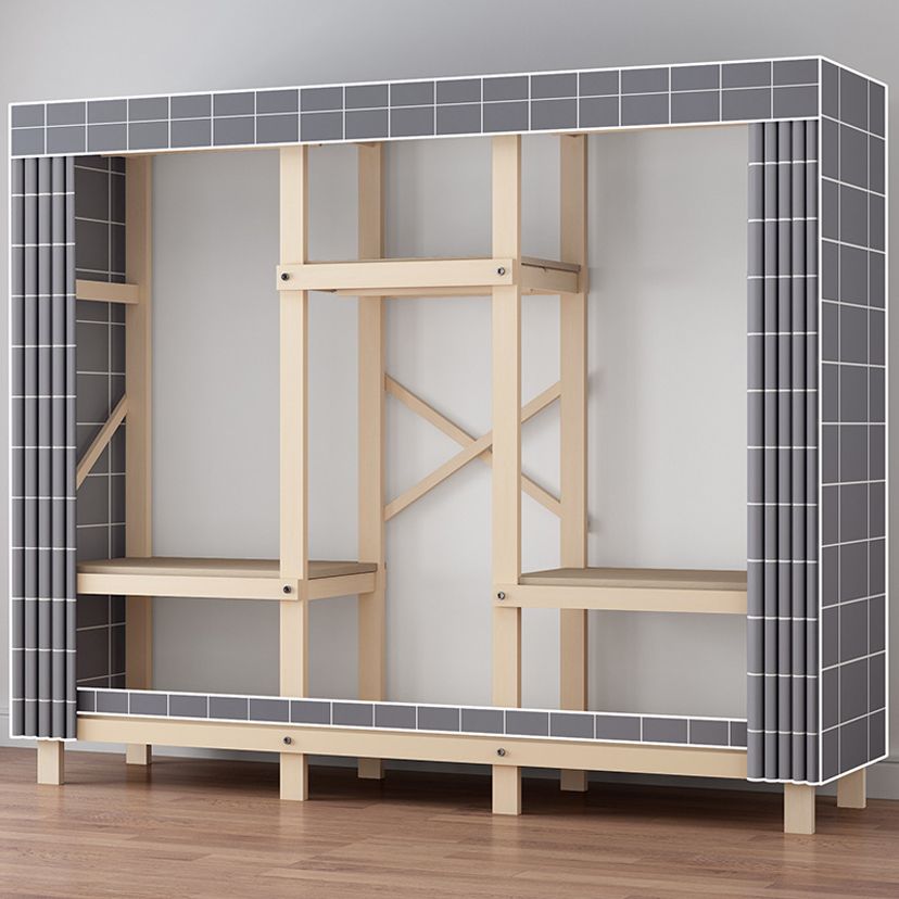 Contemporary Style Wardrobe Pine Solid Wood 1-Door Wardrobe Closet for Bedroom