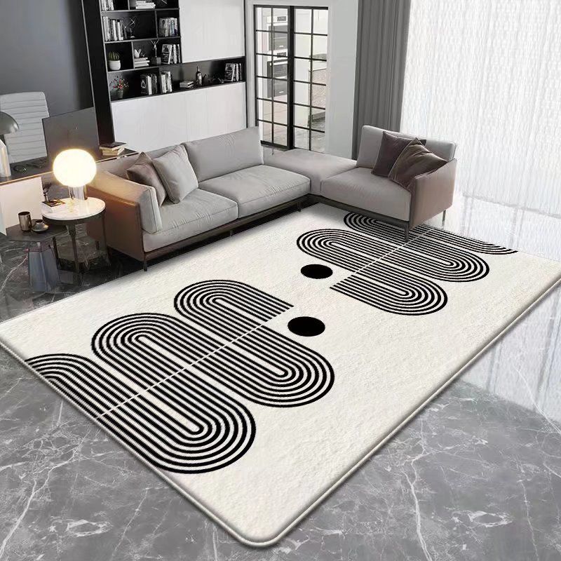 Gray Irregular Striped Rug Polyester Modern Rug Washable Rug for Living Room