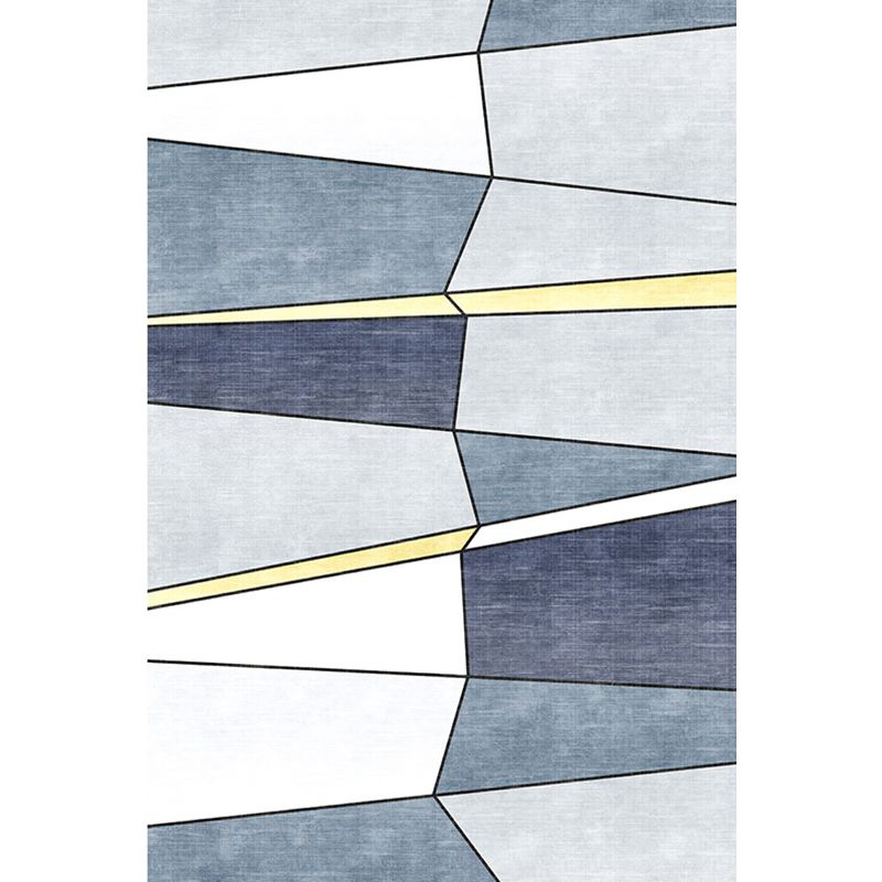 Blue Modernist Rug Polyester Colorblock Rug Pet Friendly Washable Anti-Slip Backing Carpet for Living Room