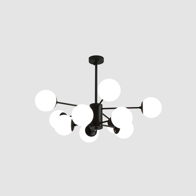 Modern Glass Chandelier Light Fixtures Cafe Restaurant Black Hanging Chandelier