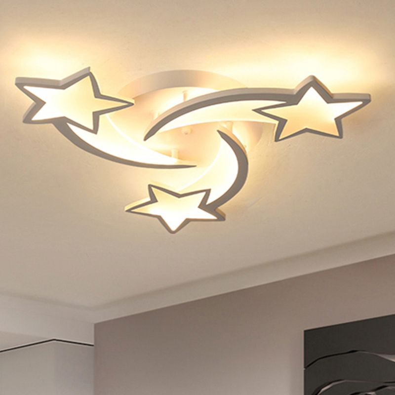 Meteor LED Flush Mount Ceiling Light Modern Acrylic White Flush Light Fixture for Living Room
