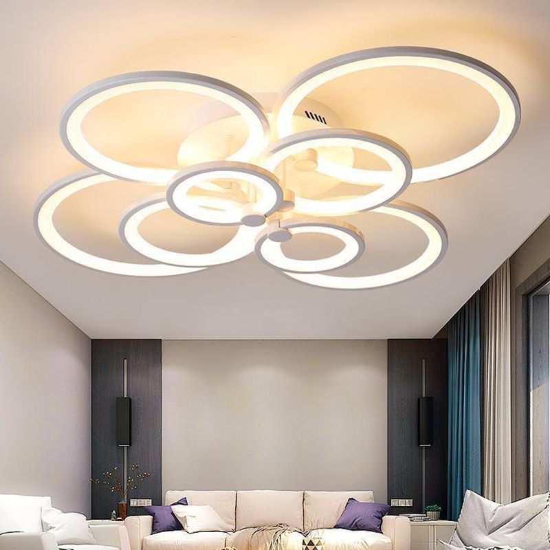 Luz de techo de color de techo LED Iluminación Semi de montaje de Dormitorio Acrílico Minimalista