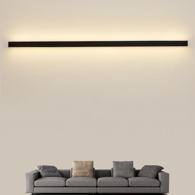 Metal Linear Shape Wall Light Modern Style 1-Light Wall Mounted Light in Black