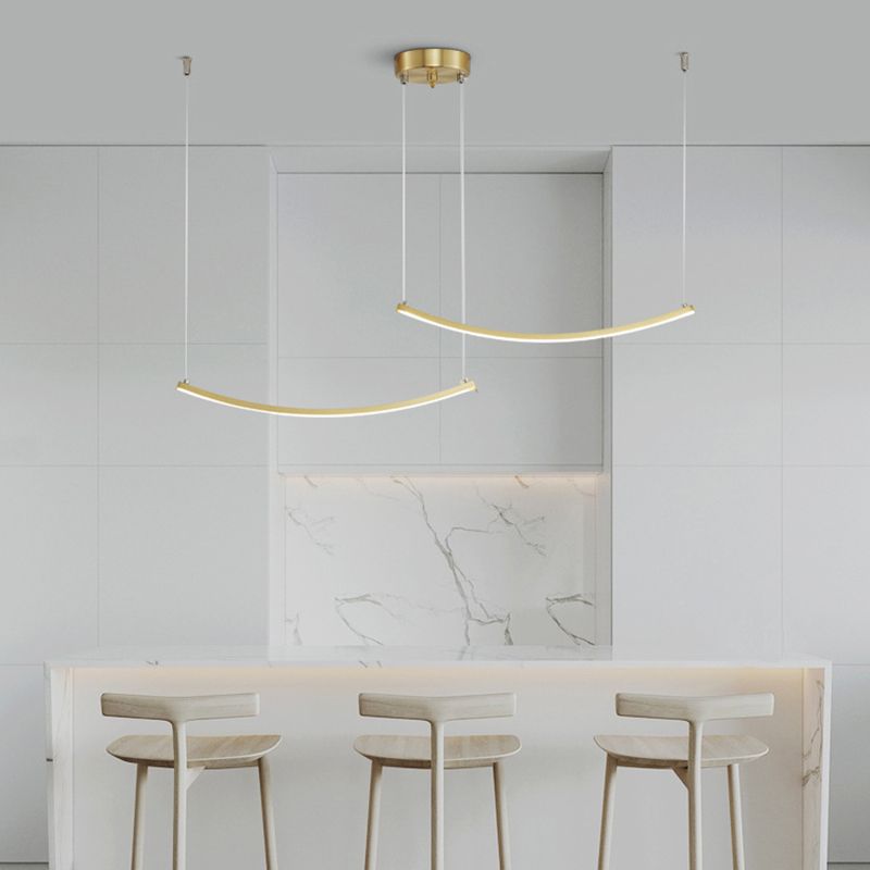 Linear Shape Island Pendants Contemporary Style Metal Pendant Lighting Fixtures