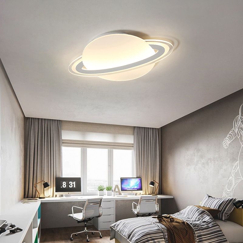 Nordic Acrylic Flush Mount Light Fixture White Saturn LED Flush Mount Spotlight for Kids Bedroom