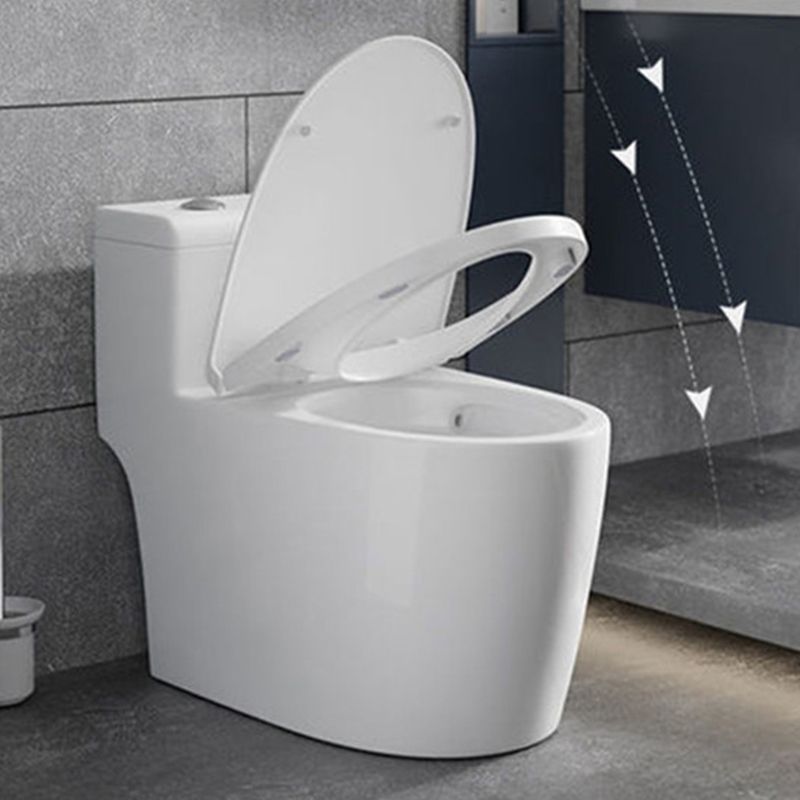 Contemporary Floor Mount Flush Toilet White Toilet Bowl for Washroom