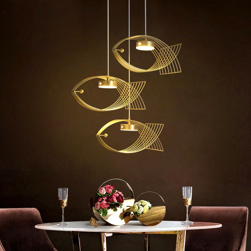 Luz colgante de pescado artístico Minimalista Metal Comedor LED LECHE