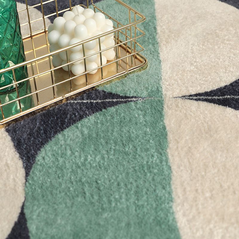 Green Modern Rug Polyester Semicircle Indoor Rug Washable Rug for Home Decor