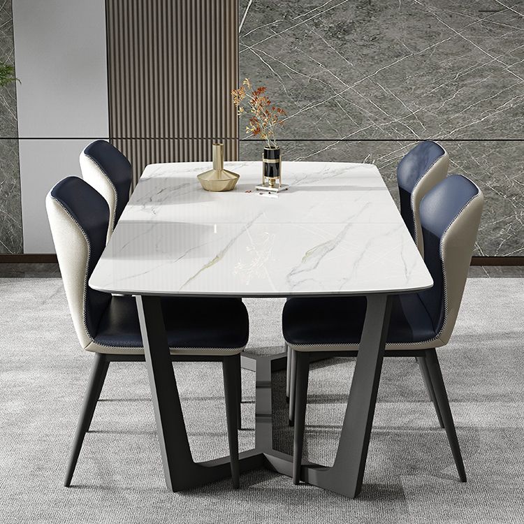 Modern Scalable Dinette Set 1/4/5/7 Pieces Dining Table Set with White Sintered Stone Top