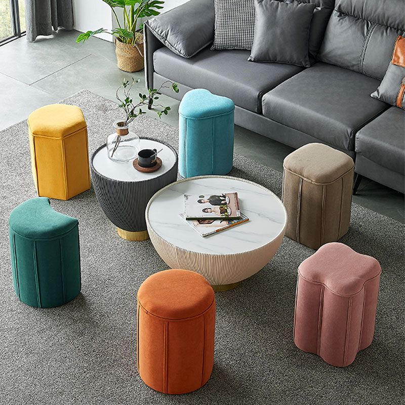 Solid Color Fabric Standard Stool Modern Simple Plum Blossom Upholstered Footstool