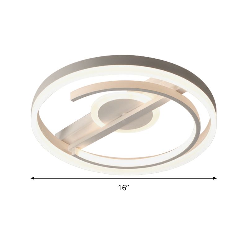 16"/19.5" Wide Circle Acrylic Ceiling Mounted Light Contemporary Black/White LED Flush Light in Warm/White/3 Color Light