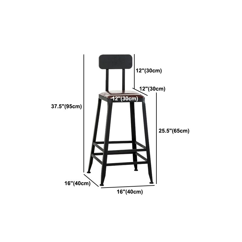 Industrial Coffee Shop Footrest Barstool Black Upholstered Counter Stool