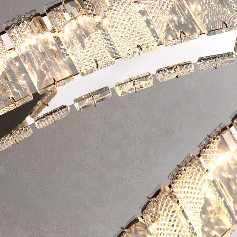 2 Light Linear Island Lights Modernism Crystal Island Light Fixtures in Silver Finish