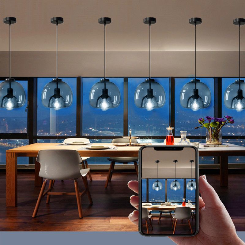 Smoke Grey Double Glass Shade Suspension Pendant 9 Inch Wide Modern Style Lighting Fixture for Bar