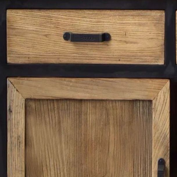 Industrial Natural Solid Wood Cabinet with Shelf and 2 Doors