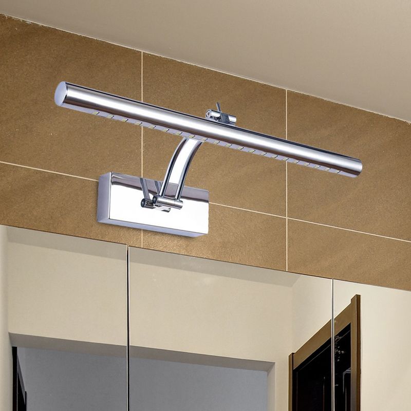 Lampada montata a parete da bagno a LED con sfumatura in metallo tubolare cromo/oro, illuminazione da vanità, largo 16 "/21,5"