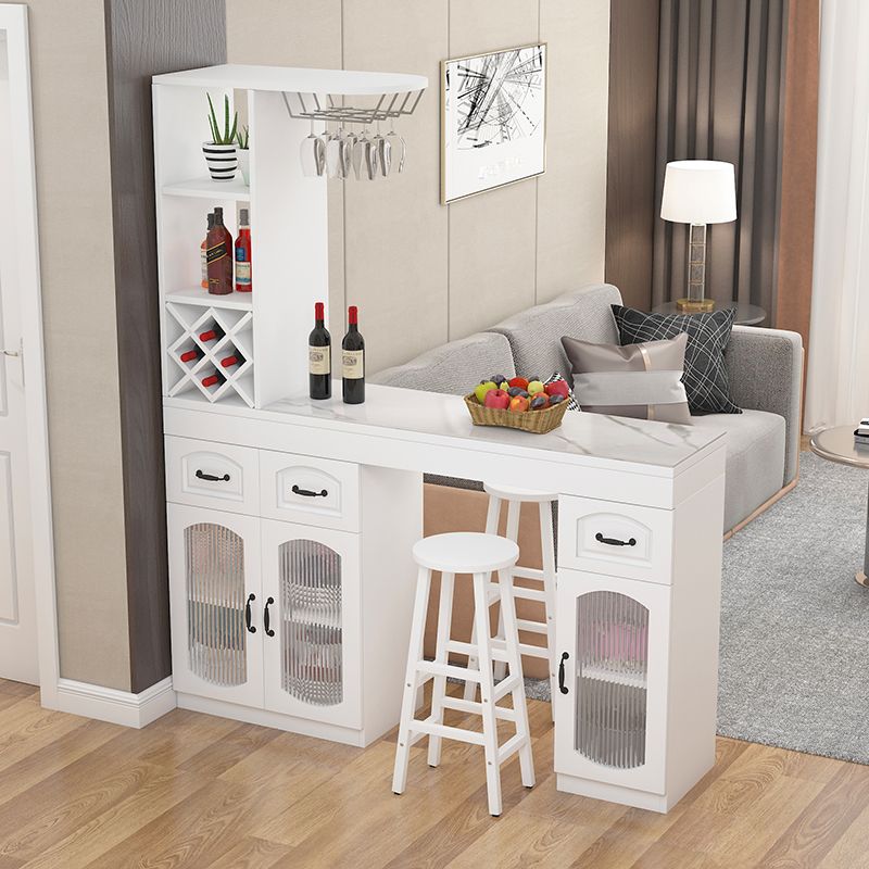 Contemporary Stone Rectangle Bar Height Table for Living Room