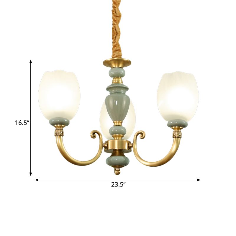 Lampada da pranzo allungata a cupola lampada a ciondolo a 3 teste glassata a 3 teste