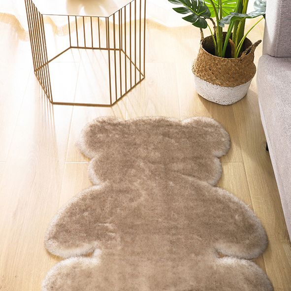 Lovely Bear shaped Area Rug Stylish Solid Shag Polypropylene Indoor Carpet Easy Care Friendly Washable Rug for Bedroom