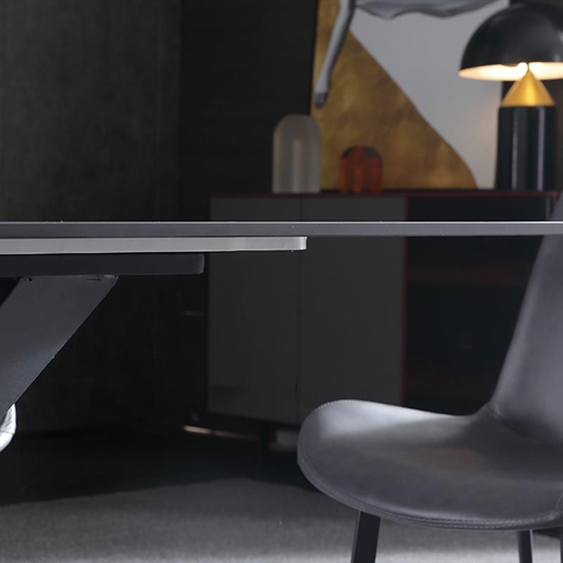 Simple Stone Top Dinette Table Metal Base Dining Table for Living Room