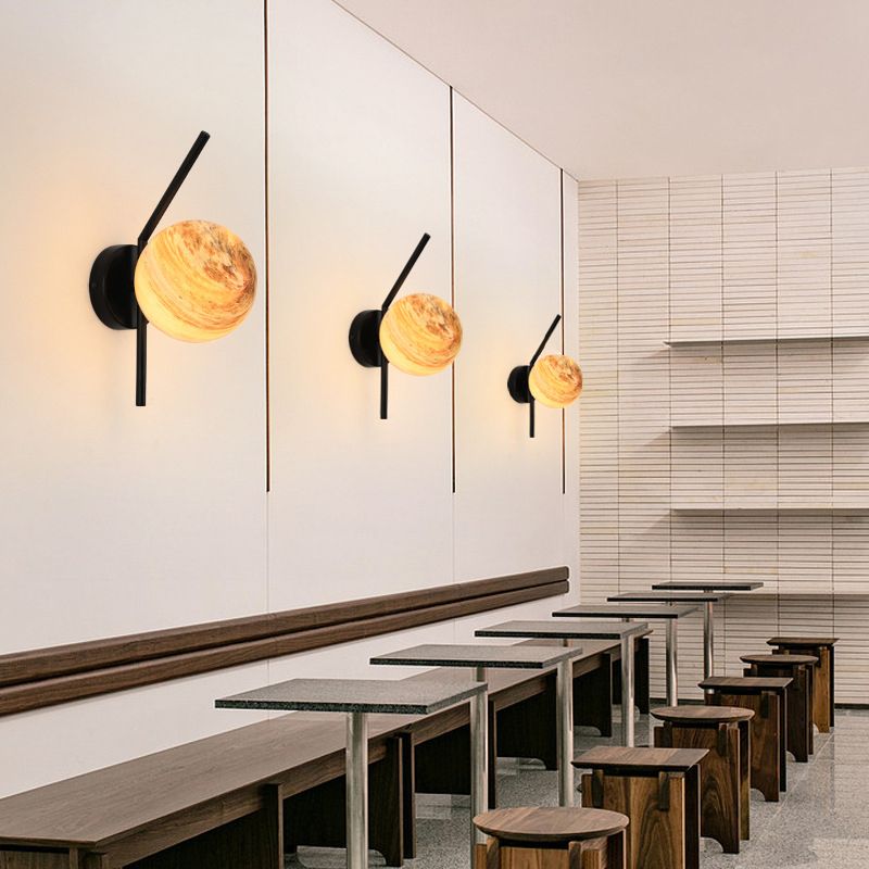 Modernism Black/Golden Wall Light Glass Shaded Lighting for Dining Room