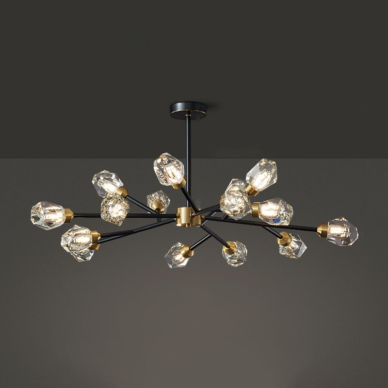 Moderne stijl sputnik kroonluchter verlichting kristal kroonluchter in zwart