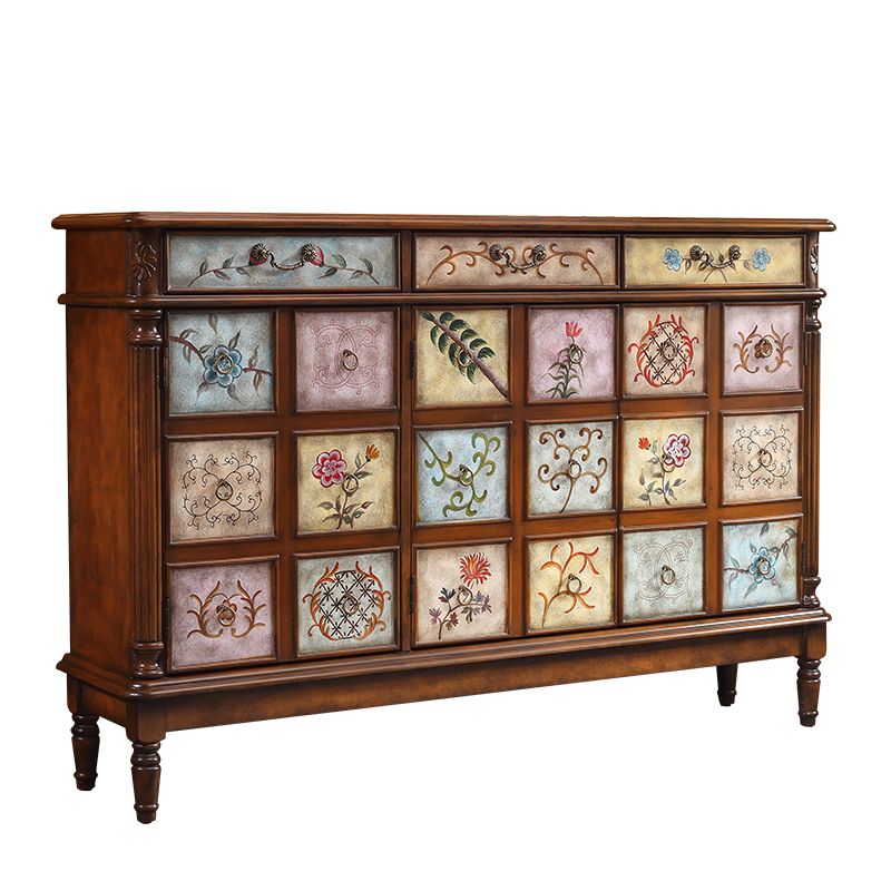 Rectangle Industrial Accent Cabinet Wood Knobs Cabinet with Drawer