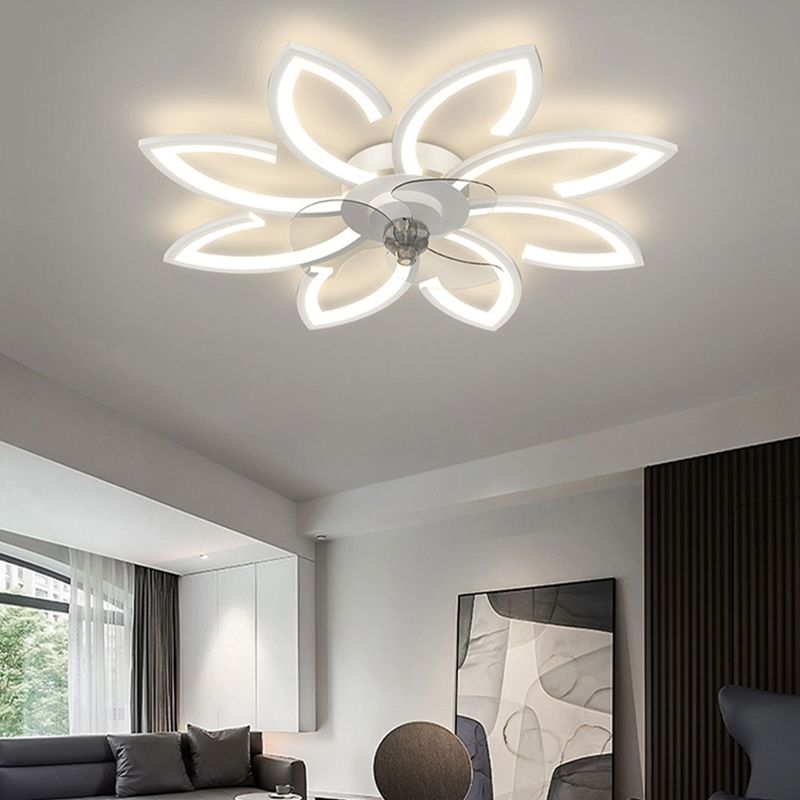 Flower Shape Metal Ceiling Fan Modern Style Multi Lights Ceiling Fan Lamp