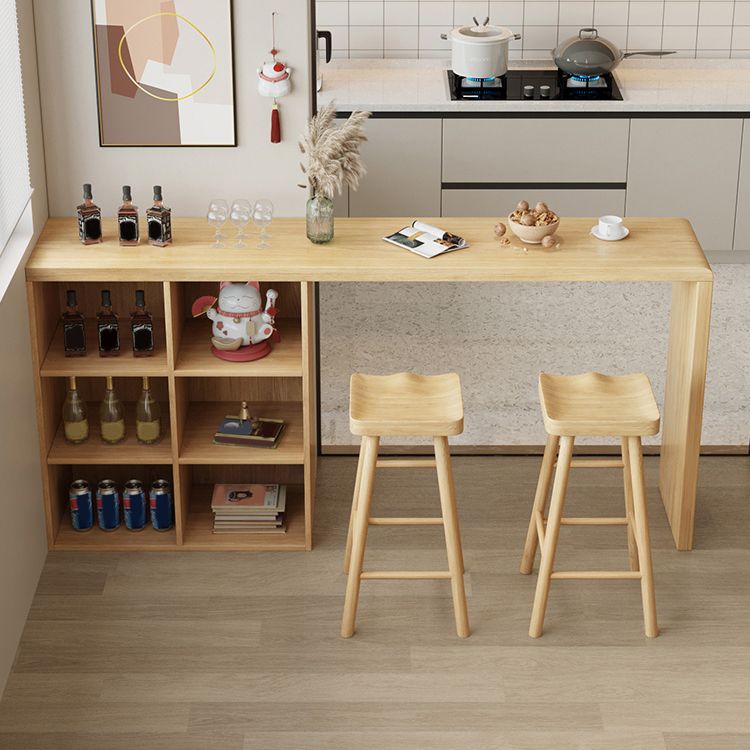 Modern Rectangle Bar Table Set 1/3 Pcs Brown Wooden Bar Table Set