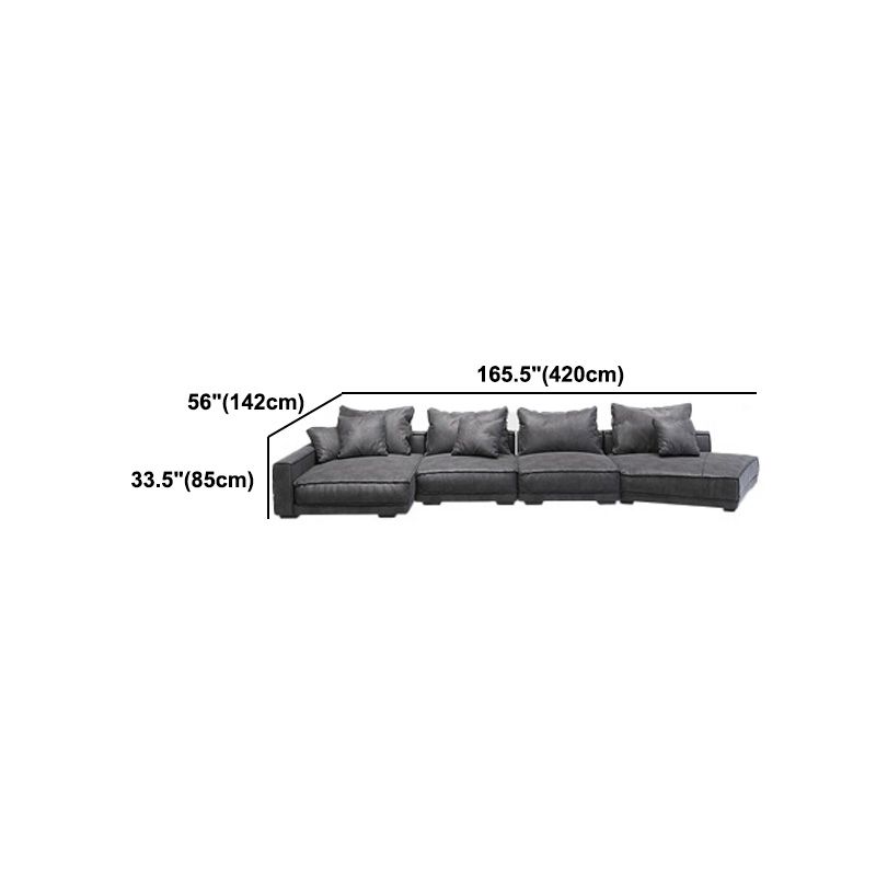 Scandinavian Square Arm Sectional with Pillow Back for Apartment