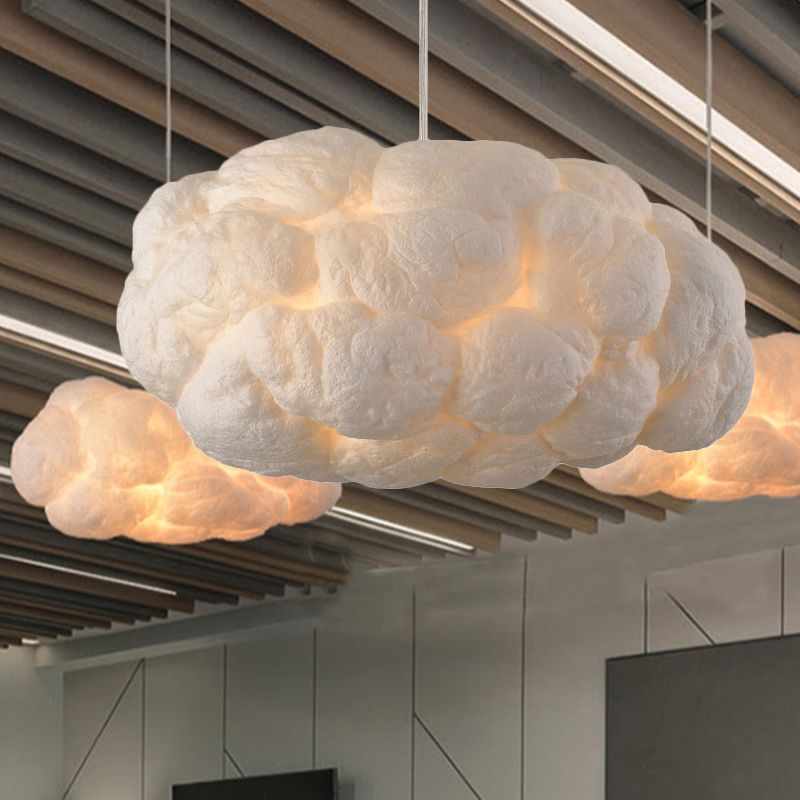 Stile contemporaneo Cloud Pendant Light Segnugge Cotone 1/2/4-Light Dining Sala Aitura del soffitto in bianco, 14 "/16" W