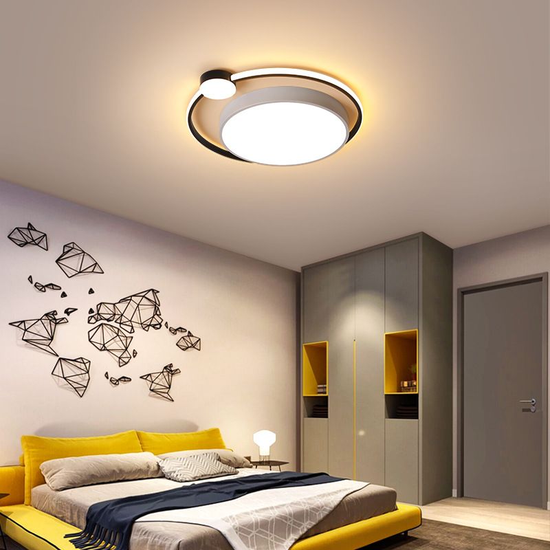 16"/19.5" Ring Flushmount Ceiling Fixture Modern Acrylic 1 Light Flushmount Lighting in White/White with Black
