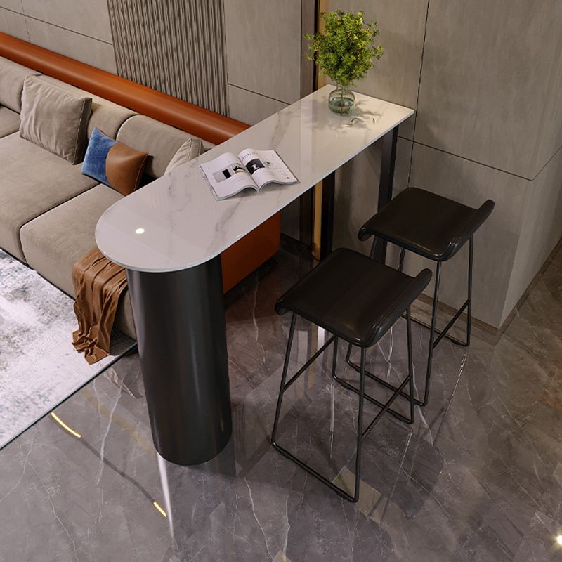 Metal and Stone Pub Set 1/2/3 Pcs Modern Indoor Bar Table with Upholstered Stools