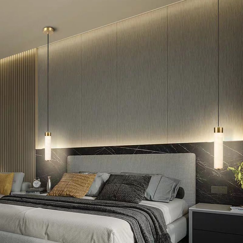 Pendulum a forma di pipa in marmo Minimalismo 1 testa a sospensione bianca per camera da letto