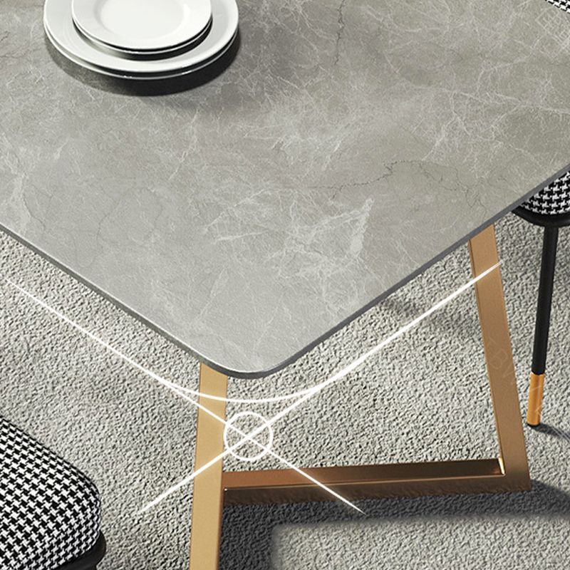 Modern White with Marble Counter Table Rectangle Dining Table for Kitchen