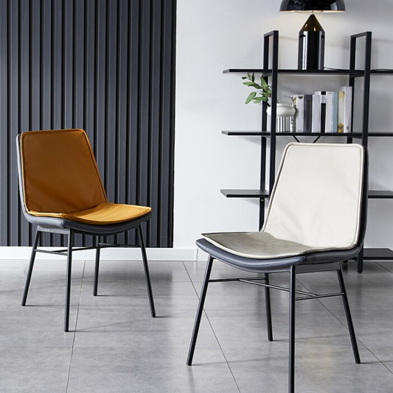 Imitación de cuero del diseño industrial que cena la silla sólida sin brazos de la parte posterior