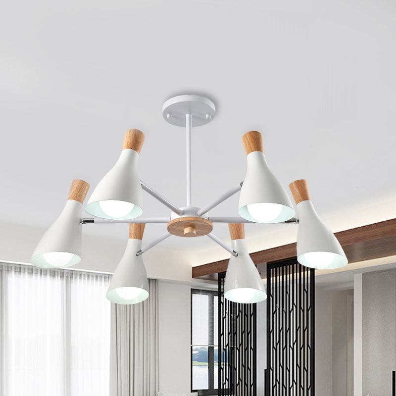 Cone Living Room Hanging Lights Metal 6 Bulbes de style moderne