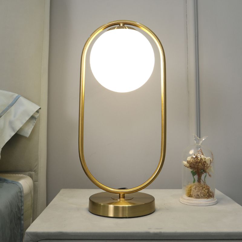 Modern Style Geometry Night Table Lamp White Glass One Light Table Light for Bedroom